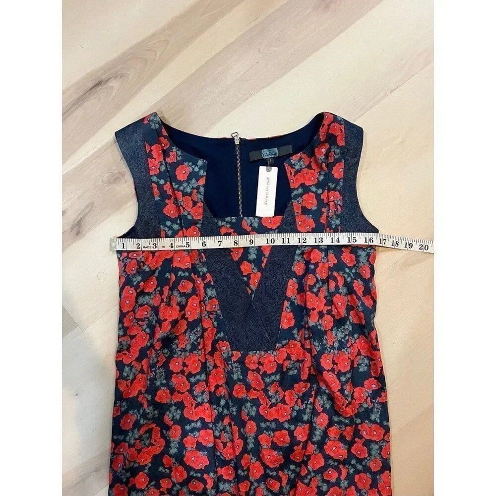 Anthropologie NWT Small Vintage Red Floral Poppy Dress Chic Coquette Dainty - Picture 7 of 8